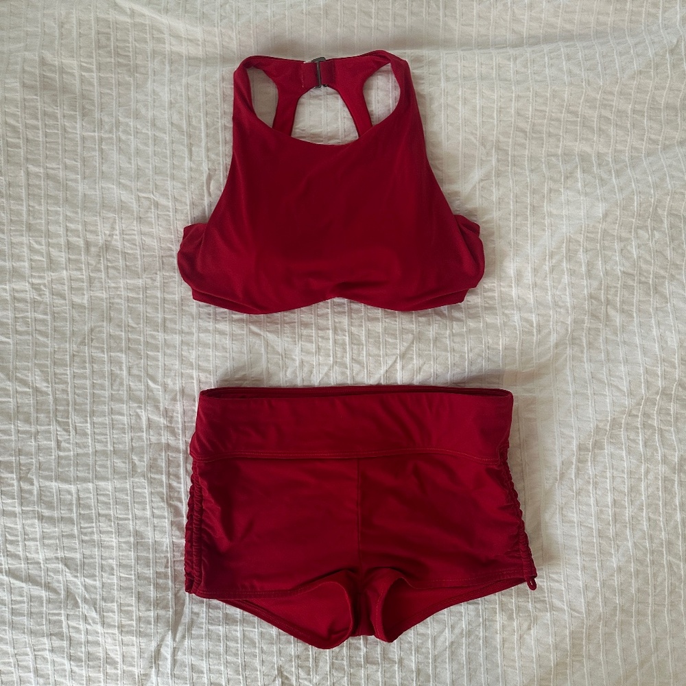 Athleta Two Piece Swimsuit Set Maldives Red Size 34B/C & Small